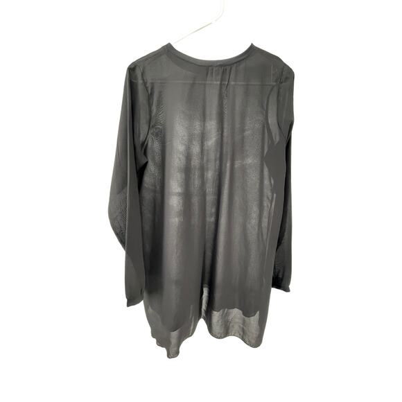 A'Nue Ligne Sheer Black Long Sleeve Blouse Women's Size Medium - Picture 4 of 5